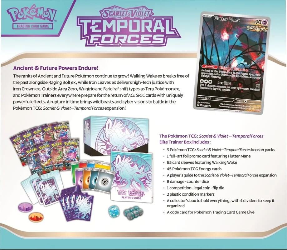 Pokémon TCG: Temporal Forces Elite Trainer Box (ETB) [Walking Wake] - English Edition (Factory Sealed) by Pokémon