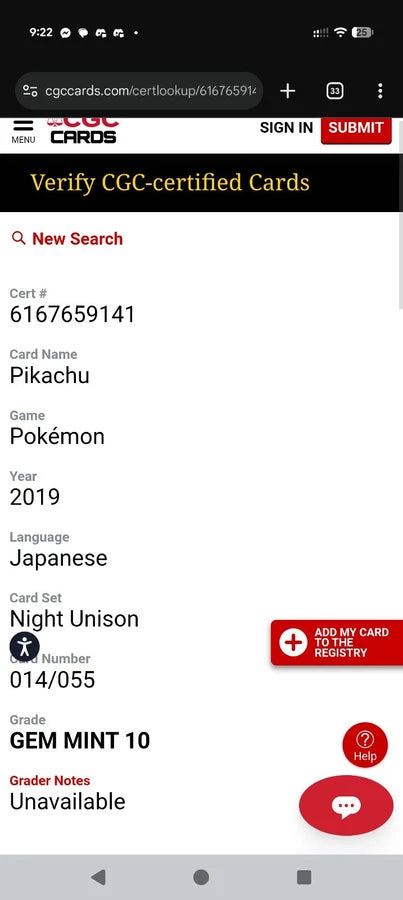 Pokémon TCG: 2019 Japanese Night Unison Pikachu #014/055 SM9a CGC 10 GEM MINT ピカチュウ