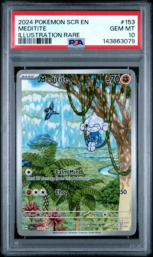 2024 Pokemon Stellar Crown Meditite 153/142 Illustration Rare PSA 10 GEM MINT
