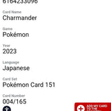 Pokémon TCG: 2023 Japanese 151 Charmander 004/165 Poke Ball Rev Holo CGC Gem Mint 10