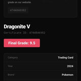 Pokémon TCG: 2024 Simplified Chinese Dragonite V SR #068/063 CS4.5 NXR 9.5 Low Pop