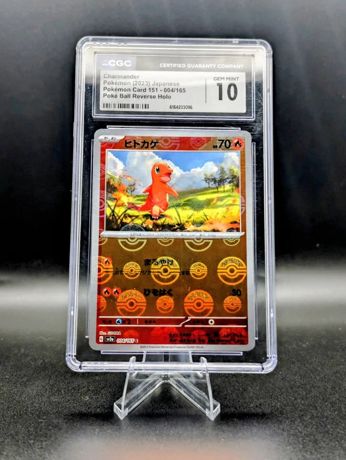 Pokémon TCG: 2023 Japanese 151 Charmander 004/165 Poke Ball Rev Holo CGC Gem Mint 10